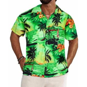 Hawaïaanse Zomerkleding voor Mannen - Tropisch Bloemenprint Korte Mouwen Shirt voor Feestjes en Strand