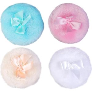4pcs Grote Fluffy Powder Puff 9cm - Super Zacht - Wasbaar - Herbruikbaar - Pluche Gezichts- en Lichaamspoeder Puff - Losse Poeder Puff - Nat en Droog Make-up Gereedschap