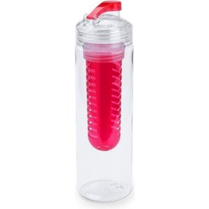 Drinkfles/waterfles met fruitfilter rood 700 ml - Fruit infuser - Fruitwater flessen transparant/blauw