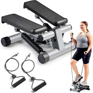 ApexArte® Stepper Fitness - Hometrainer - Crosstrainer Mini - Zwart en Grijs
