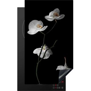 Inductie beschermer - Bloemen - Orchidee - Wit - Stilleven - Inductie kookplaat - Inductie fornuis - Inductie beschermingsmat - 30x52 cm - Keuken decoratie - Inductie protector - Keuken accessoires
