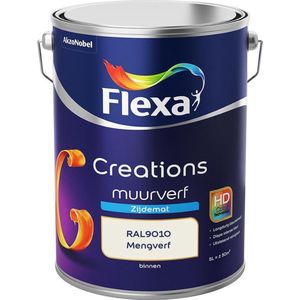 Flexa Creations - Muurverf Zijde Mat - Mengkleuren Collectie - RAL9010  - 5 liter