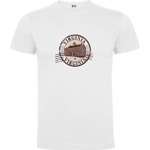 Wit Wanna have t-shirt voor de echter Amerika liefhebber Poststamp / Poststempel USA Amerikaanse staat Virginia Print Full Color Maat S
