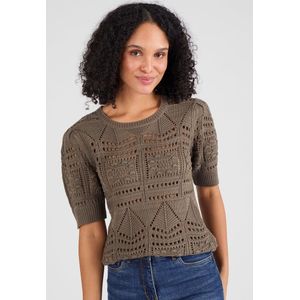 Damart - Trui opengewerkt tricot met haakeffect - Dames - Groen - S