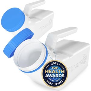 Urinoirs voor Mannen - 1000ml Dikke Plastieken Draagbare Plasflessen met Lichtgevend Deksel - Lekvrije Urine Kamer (2-Pack)