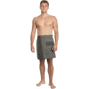 Comfortabele Heren Sauna Sarong met Verstelbare Klittenbandsluiting en Praktische Zak