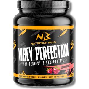 Nutrition Baas - Whey Perfection - Proteine Poeder - Whey Protein - Eiwitshake - Aardbei - 30 Shakes - 908G