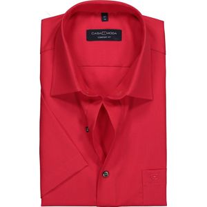 CASA MODA comfort fit overhemd - korte mouw - rood - Strijkvrij - Boordmaat: 46