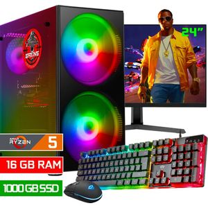 ScreenON - Game Computer / Gaming PC Set (24"" Monitor + Muis & Toetsenbord) - Ryzen 5 8600G - 1000GB M.2 SSD - 16GB RAM - AMD Radeon 760M - Windows 11
