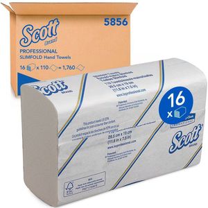 Scott SLIMFOLD handdoeken Z-vouw wit 1-laags 5856 16 rollen à 110 vellen