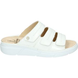 Ganter - Halina - Slippers - Wit - Breed - Met 3 Klittenbandsluitingen