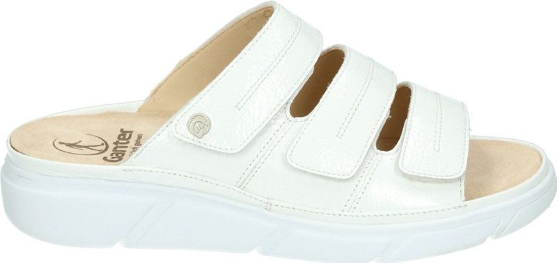 Ganter - Halina - Slippers - Wit - Breed - Met 3 Klittenbandsluitingen