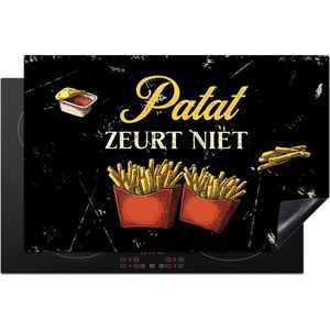 KitchenYeah® Inductie beschermer 81.6x52.7 cm - Patat - Quote - Vintage - Kookplaataccessoires - Afdekplaat voor kookplaat - Inductiebeschermer - Inductiemat - Inductieplaat mat - Cadeau voor vrouw - Cadeau voor man