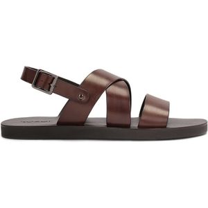 Brown leather sandals on a straight sole