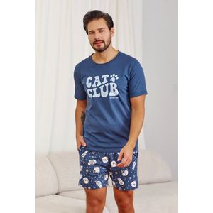 Doctor Nap Katoenen Pyjama Heren Volwassenen Korte Mouw Korte Broek Shortama Cat Club PMB.7204 L