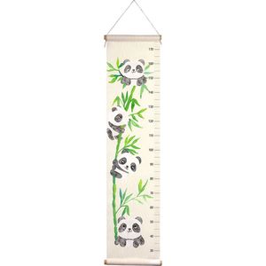 Panda Bamboo Groeimeter - Meetlint 30-170cm - Wanddecoratie - Babykamer - Kinderkamer - Meetlat Kinderen - Textielposter