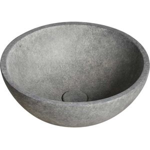 Waskom opbouw beton, wastafel beton, ronde betonnen wasbak donker grijs,  donker beton rond 36x14,5 cm BET-505dc