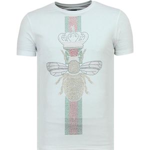 King Fly Glitter - Vette T shirt Heren - 6360W - Wit