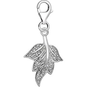 Quiges – 925 - Zilver – Charm - Bedel - Hanger - Blad Boom met Zirkonia - met – sterling - zilver - karabijnslot - geschikt - voor - Zinzi, Thomas – Sabo - Ti Sento - Bedelarmband HC347