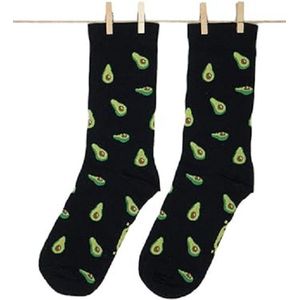 Sokken Avocado Zwart Heren en Dames - Grappige Originele Kleurrijke Premium Socks Funny Happy Socks Men Women Geschenk
