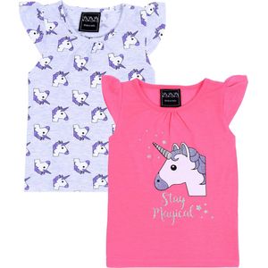 2x grijs - neon unicorn blouse