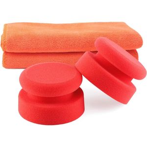 Hand Polijsten Spons 100x100mm - Microfiber Polijstpads met Ergonomisch Handvat voor Auto Reiniging en Waxen