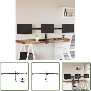 The Living Store Monitorstandaard drieubbel VESA 75/100 mm staal zwart - Monitorstandaard - Dubbele Monitorstandaard - Monitorarm - Laptop Stand - Pc Accessoires