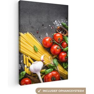 OneMillionCanvasses - Canvas - Pasta - Kruiden - Specerijen - Tomaten - Marmer print - Canvas doek - Kamer decoratie - 20x30