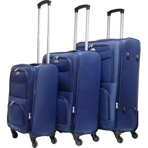 Travelerz 3 delige Stoffen Kofferset - Expandable - Blauw