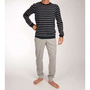 Schiesser Pyjama lange broek - 804 Grey/Blue - maat 3XL (3XL) - Heren Volwassenen - Katoen/polyester- 180844-804-3XL