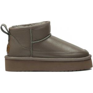 Sneeuwlaarzen - Taupe - Natuurlijk Leer - Weerbestendig - Laag Model