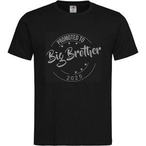 Shirt Aankondiging zwangerschap Promoted to Big Brother 2025 | korte mouw | Zwart/grijs | maat 98/104 zwangerschap aankondiging bekendmaking Baby big bro brother Grote Broer