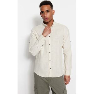 Trendyol Nertsen Kraag Met Knopen, Epaulette, Slim Fit Overhemd Van 100% Katoen Tmnss20Go0189