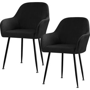 Stretch stoelhoes, set van 2, elastische stoelhoes met armleuningen, afneembare stoelhoes, zwart, voor eetkamer, woonkamer, bruiloft, feestdecoratie (zwart)