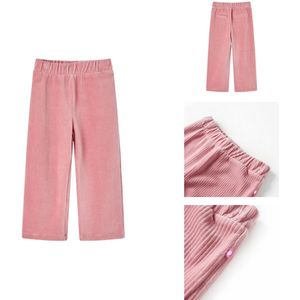 vidaXL Kinderbroek - Broeken - Palazzobroek -ribfluwelen Broek Met Wijde Pijpen - Kinderbroek 92 ribfluweel Lichtroze