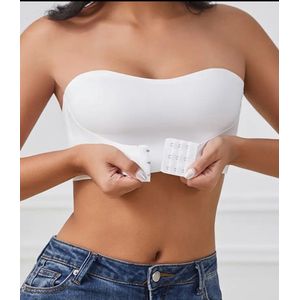 Strapless BH - Bandeau BH - Met Zijsluiting - Naadloos - Met Uitneembare Vulling - Pushup BH - Wit - Maat S