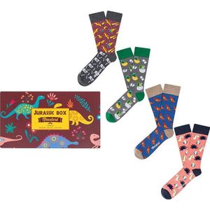 Moustard grappige sokken giftbox Jurassic unisex