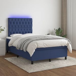 vidaXL Boxspring 120x200 cm met LED en Matras Boxspring - Led Lamp - Tweepersoonsbed - Boxspring Bed - Blue Bedroom Furniture - Boxspring Kopen