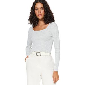 Trendyol Stone Crop Gebreide Trui Met Vierkante Kraag Twoaw24Kz01199