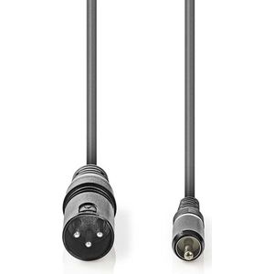 Nedis Ongebalanceerde Audiokabel - XLR 3-Pins Male - RCA Male - Vernikkeld - 3.00 m - Rond - PVC - Donkergrijs - Kartonnen Sleeve