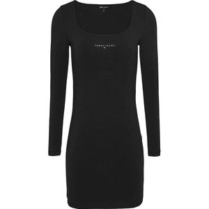 Tommy Jeans - Jurk - Rekbare Katoen - Geribbelde Textuur - Halternek