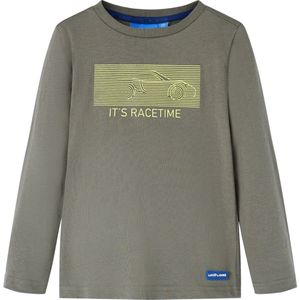 vidaXL - Kindershirt - met - lange - mouwen - 104 - kakikleurig