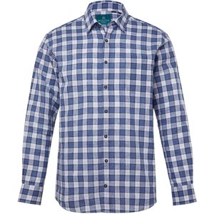 Boston Park - Heren - Boston Park Linnenmix-overhemd met ruitjes lange mouwen - Navy blauw - Maat L