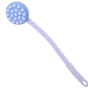 Somstyle Insmeerhulp - Aanbrenghulp Lotion - Rugborstel 42 CM - Lichtblauw / Wit