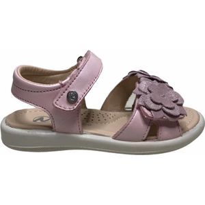 Naturino velcro bloemen lederen sandalen Noter roze mt 24