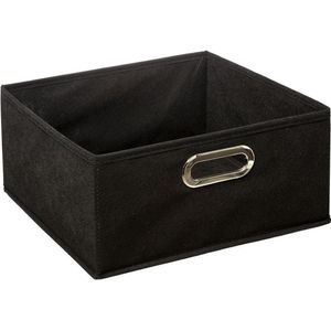 Opbergmand/kastmand 14 liter zwart linnen 31 x 31 x 15 cm - Opbergboxen - Vakkenkast manden