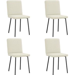 vidaXL - Eetkamerstoelen - 4 - st - fluweel - crèmekleurig