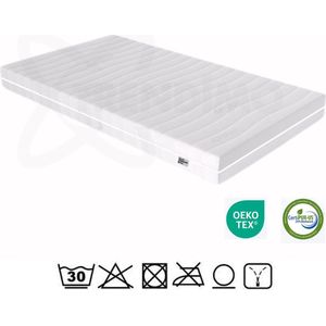 Matras 90x200 - Aanpasbaar - 20 cm dik - Koudschuim Hybrid- Bamboo Afneembare tijk wasbaar - 90x200 cm