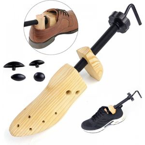 Houten Schoenenspanner - Verstelbaar - Schoenen Oprekker - Geschikt voor Heren en Dames Schoenen - Maat 42-47 - massief - grenenhout - Schoenvormer - sterke spiraalveer