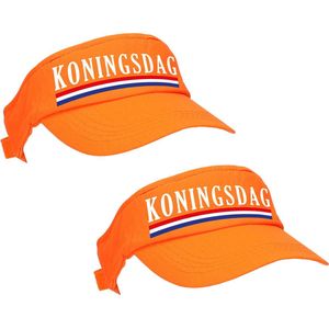 4x stuks oranje Koningsdag zonneklep - Nederlandse vlag - Feest pet / sun visor